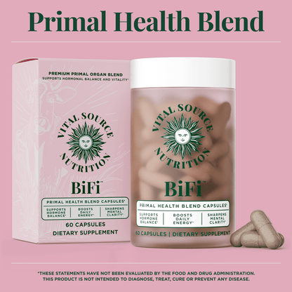 Vital Source Nutrition - BiFi Capsules - Beef Organ Primal Blend - Premium Ancestral Supplements for Women - Supports Hormone Health, Energy, & Stamina - Daily Vitality - No Artificial Ingredients