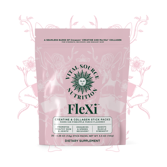 Vital Source Nutrition - Flexi - Creatine & Collagen Stick Packs - 5g Creatine Monohydrate + 1g MoriKol Collagen -Supports Strength, Recovery & Skin Health -20 Servings